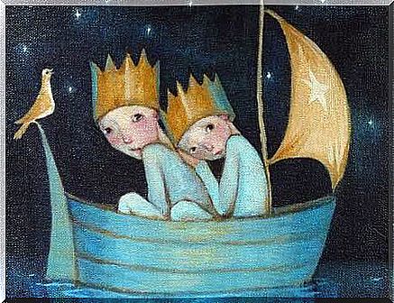 king and queen in a boat