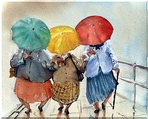 girls with umbrellas