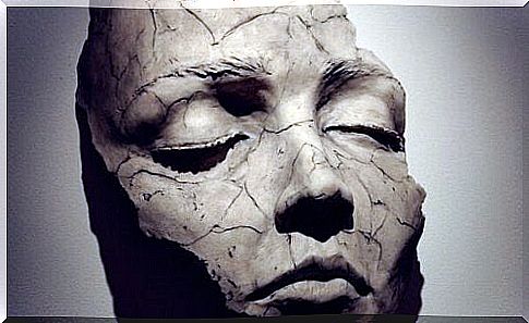 Woman's face with cracks