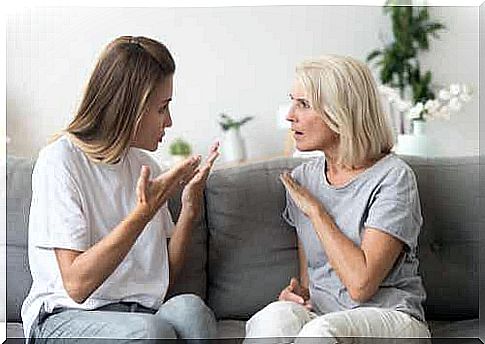 Girl and mother-in-law quarreling.