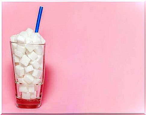 Glass full of sugar cubes