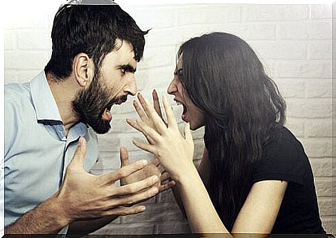 Couple arguing animatedly