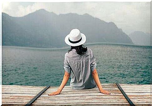 Woman looking at the sea.