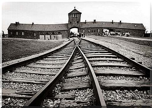 Train tracks towards a concentration camp