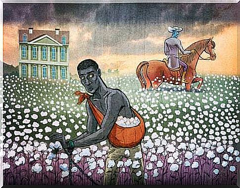 Slave in a cotton field